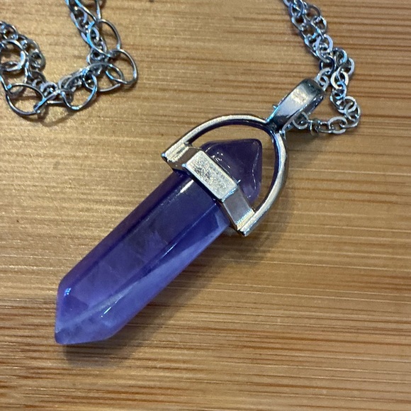 Amethyst Pendant Necklace 23” long NWOT - Picture 2 of 2